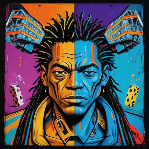 Spider Dice Casino Bar Scene in Graffiti Art Style