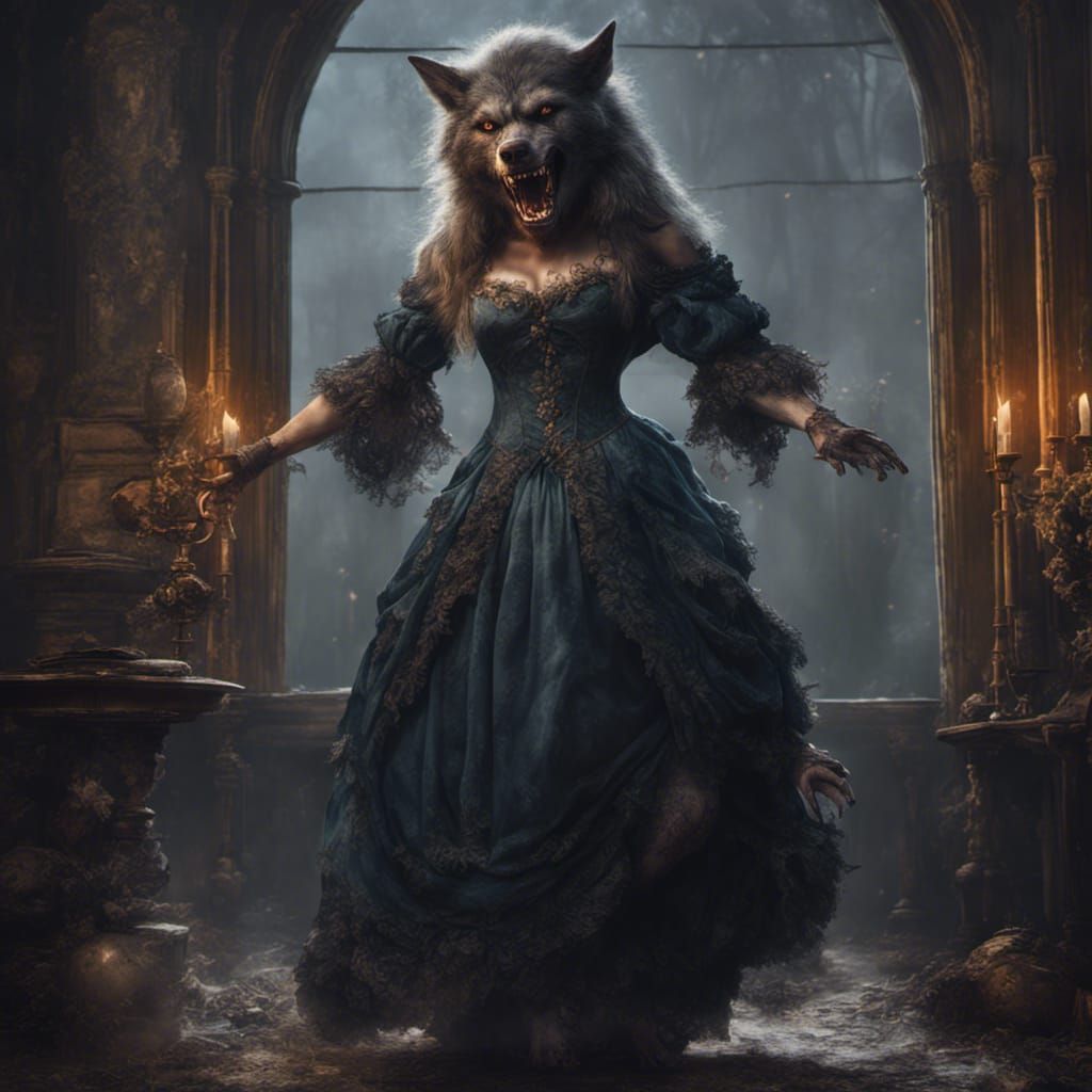 Victorian Werewolf Transformation: Detailed Matte Painting