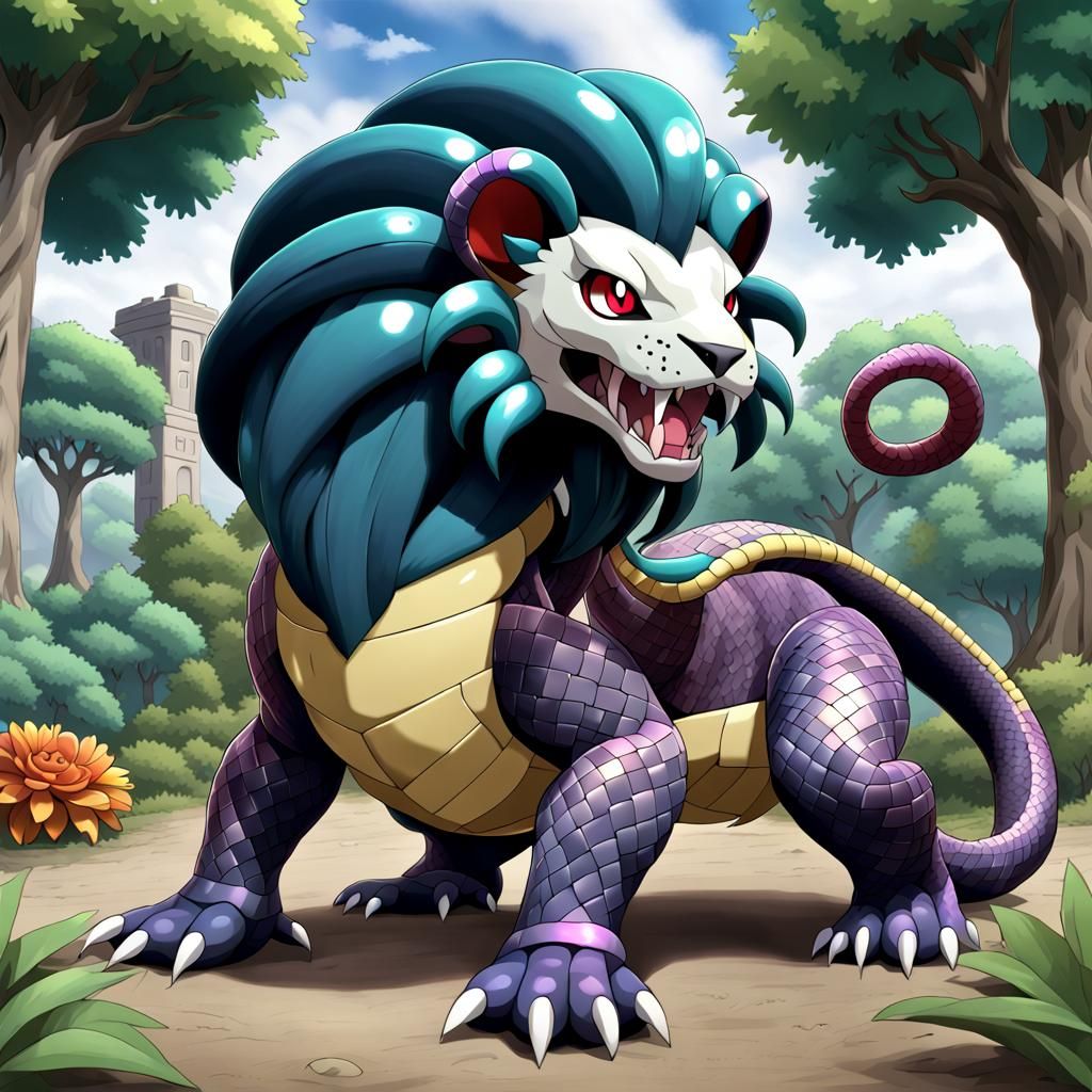 Shiny Pokemon Yaldabaoth: Lion-Headed Snake