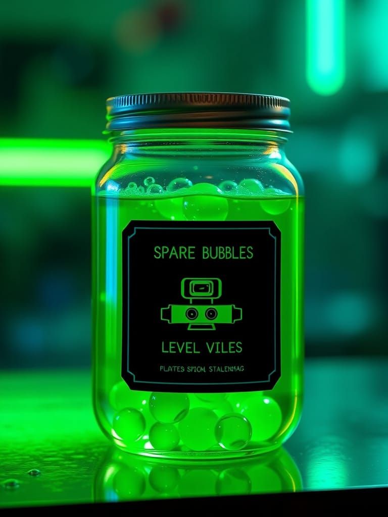 Futuristic Jar of Spare Bubbles in Neon Green