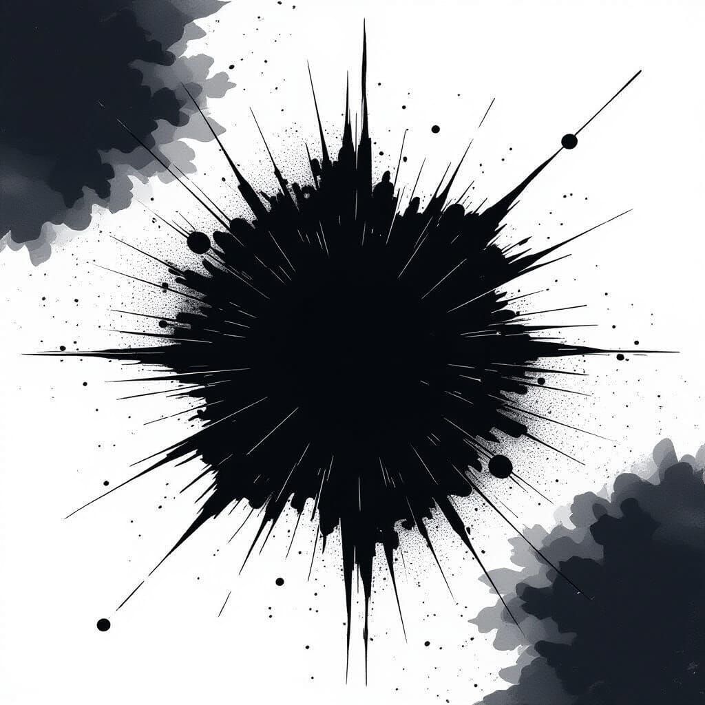 Monochrome Ink Splatter Abstract Album Cover