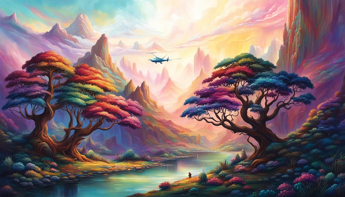 Enchanting Iridescent Scene with Shifting Colors