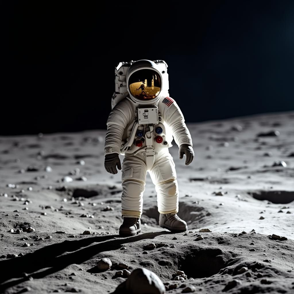 astronaut in a spacesuit on the moon