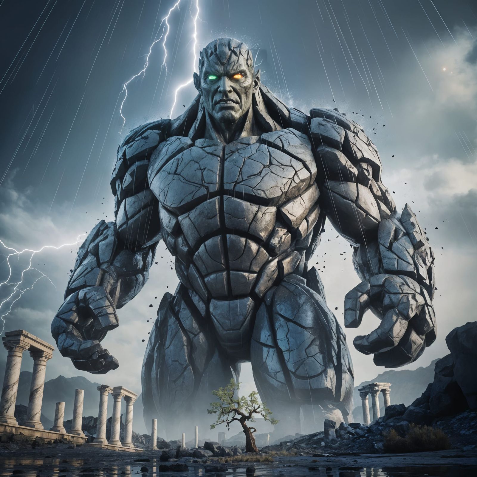 Colossal Stone Supervillain Rises from Ruins