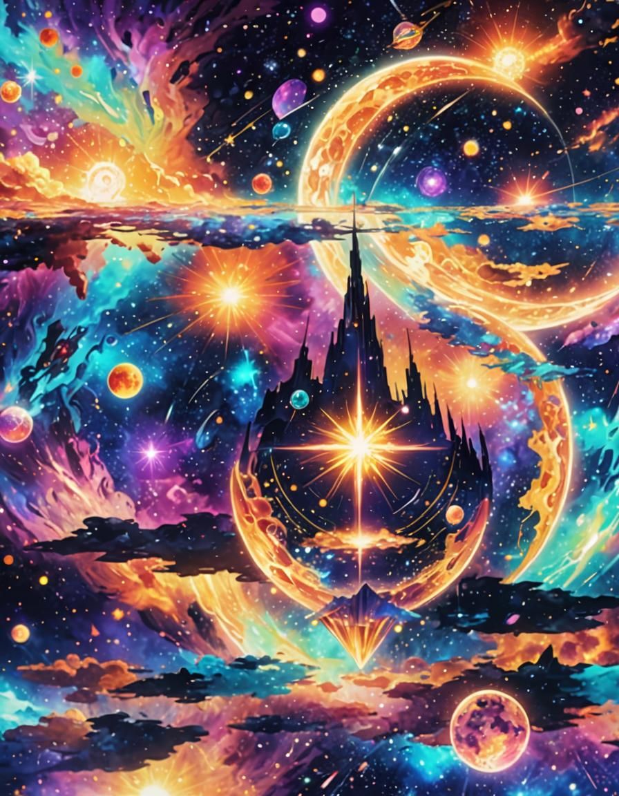 Anime Background in Holographic Astral Style