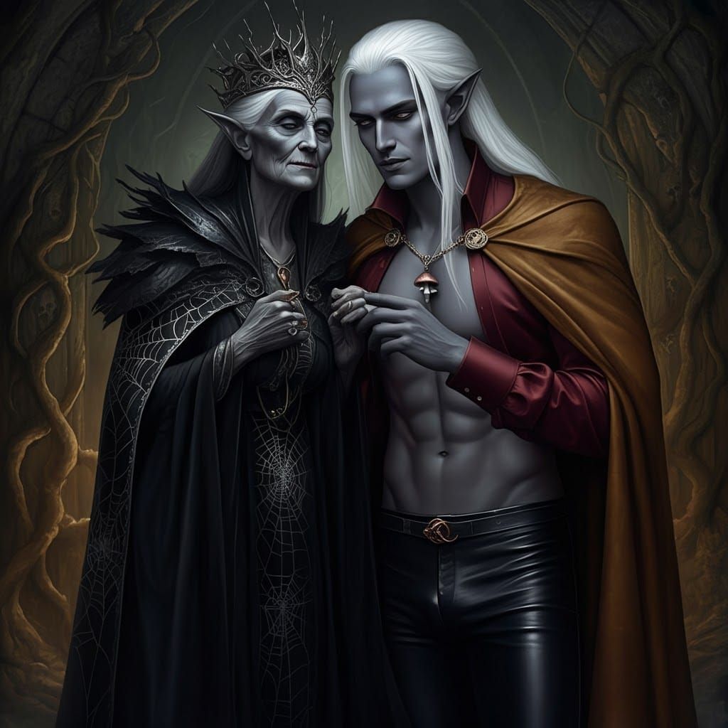 Dark Elf Whispers Secrets in Throne Room