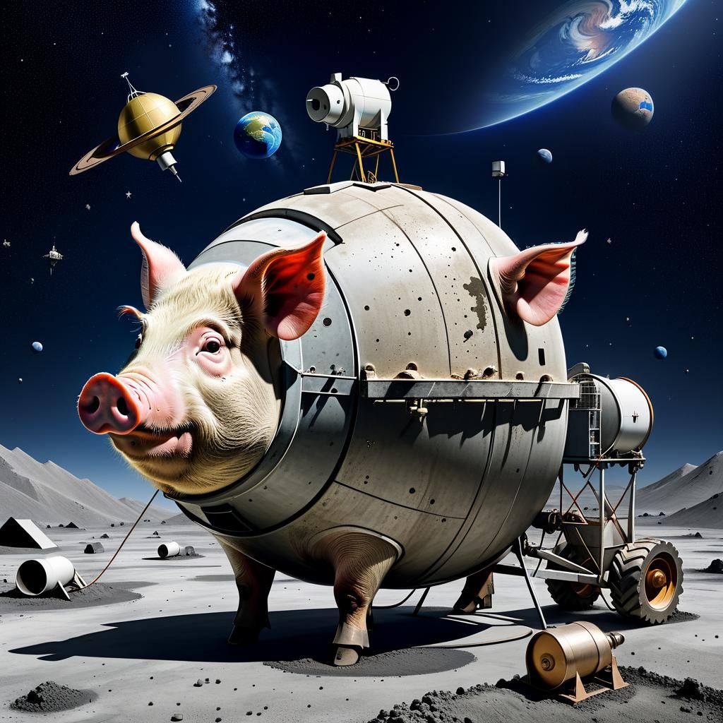 Surreal Pigs and Concrete Mixers in Space