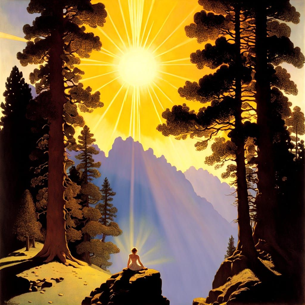 Crepuscular Rays with Glazing, in an Illustrative Style