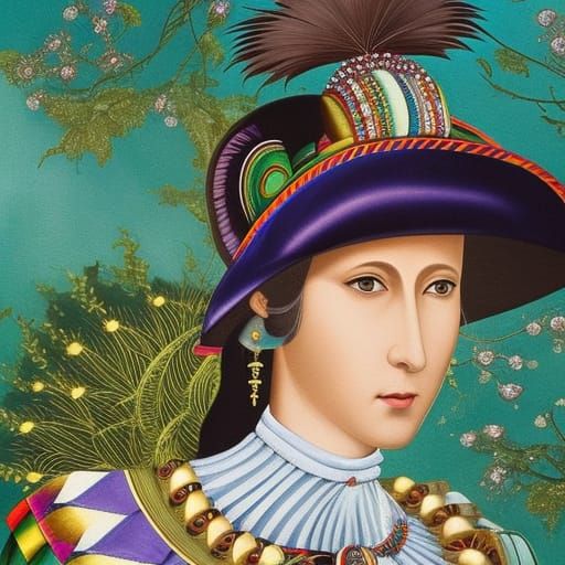 Venus Portrait in Botticelli Style, Oil on Canvas