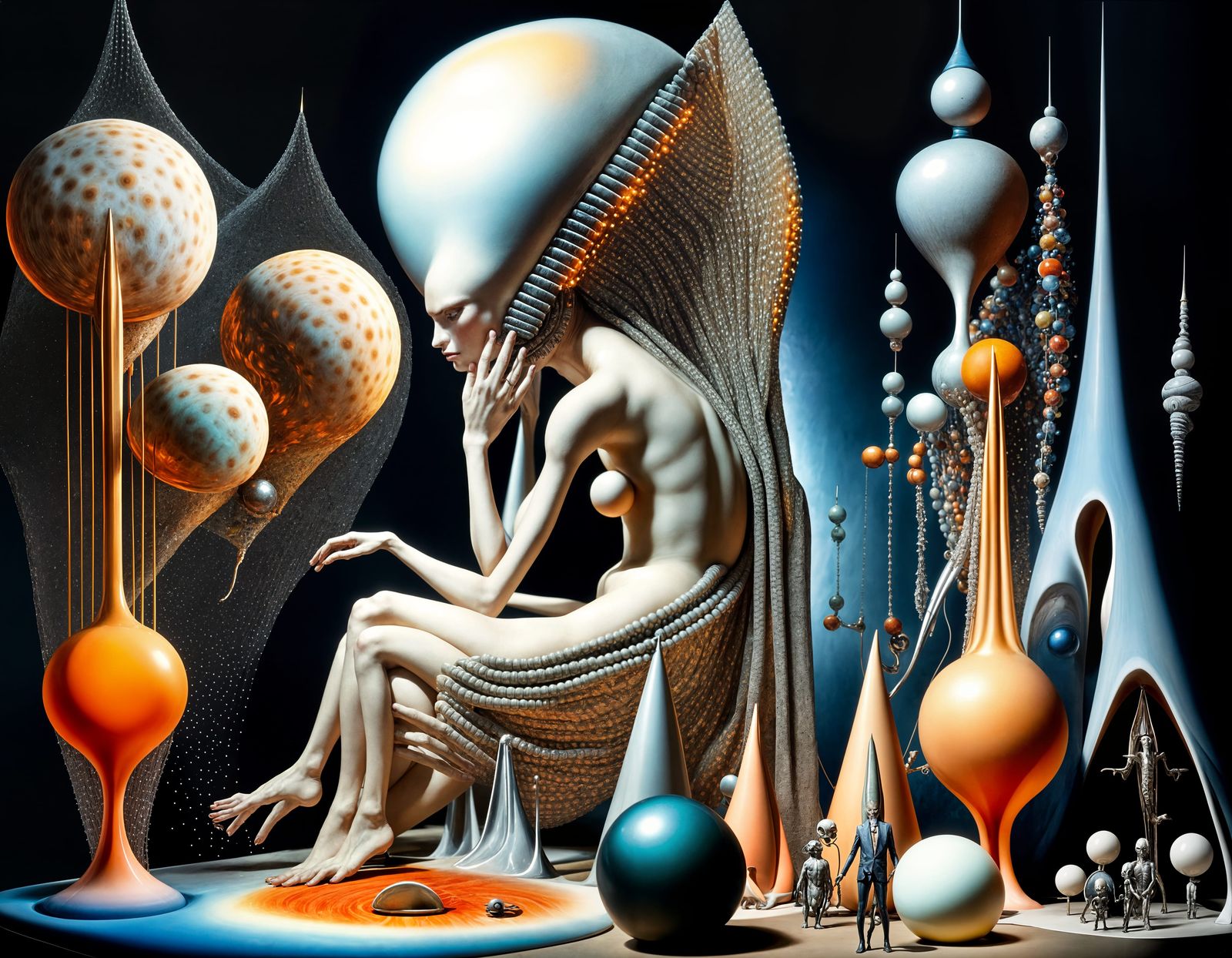 Hyperrealistic Alien-Human Party in a Fabulous Home