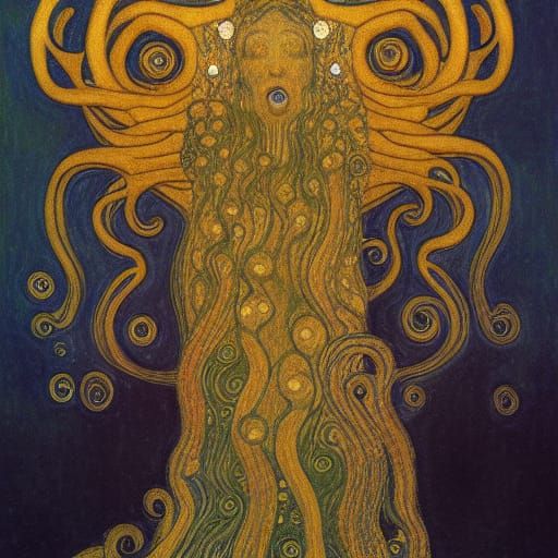 Cthulhu in Gustav Klimt Art Nouveau Style