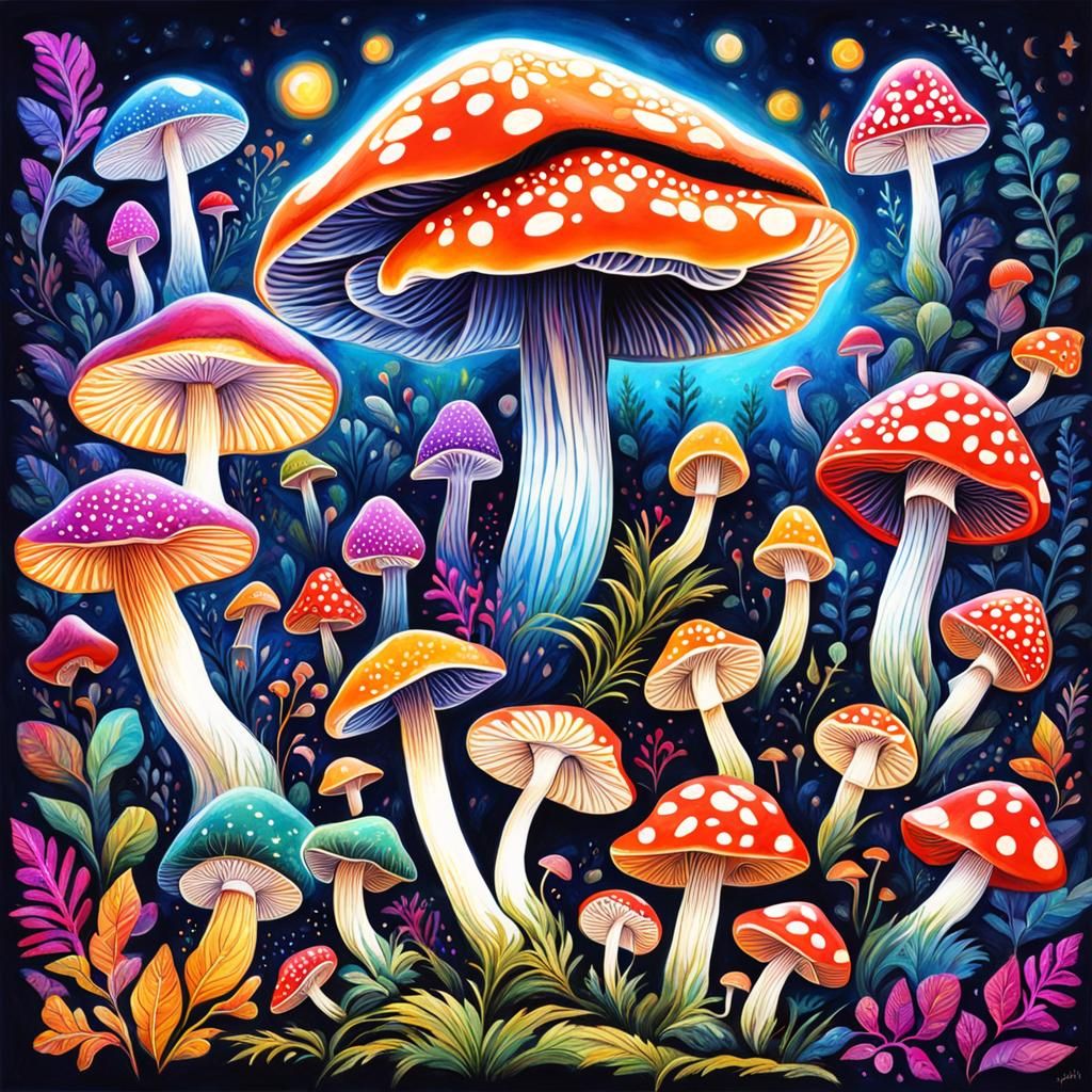Realistic Magic Mushroom Art