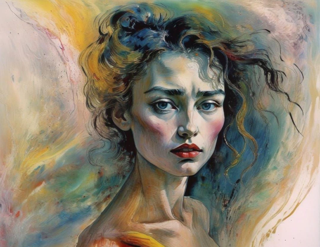 Expressive Portrait in Style of Van Gogh and Dali