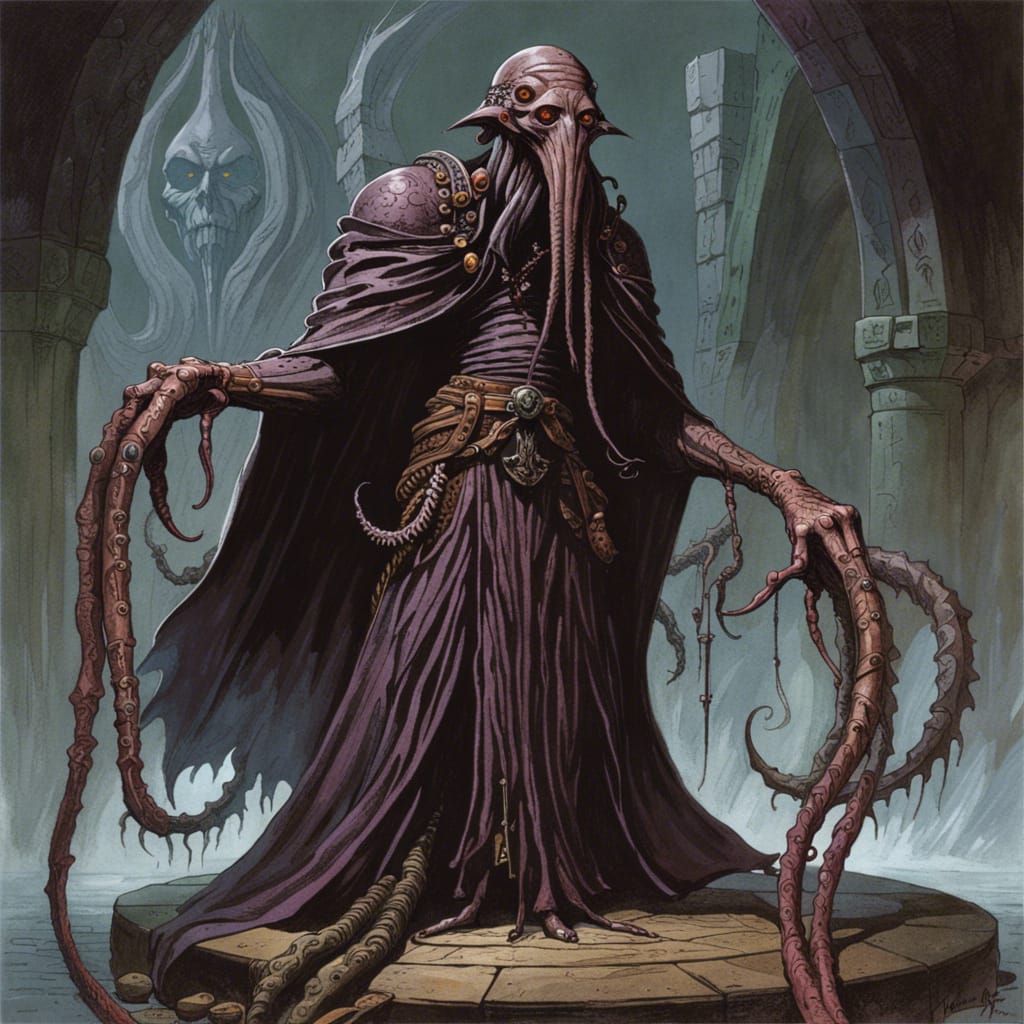 Mindflayer in Dark Fantasy Art Style