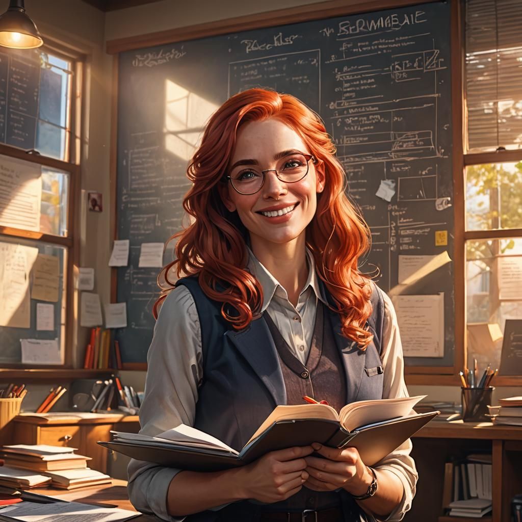 Kind Teacher Portrait in Vibrant Colors