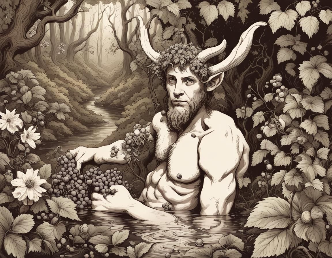 Satyr in Deep Forest Scene