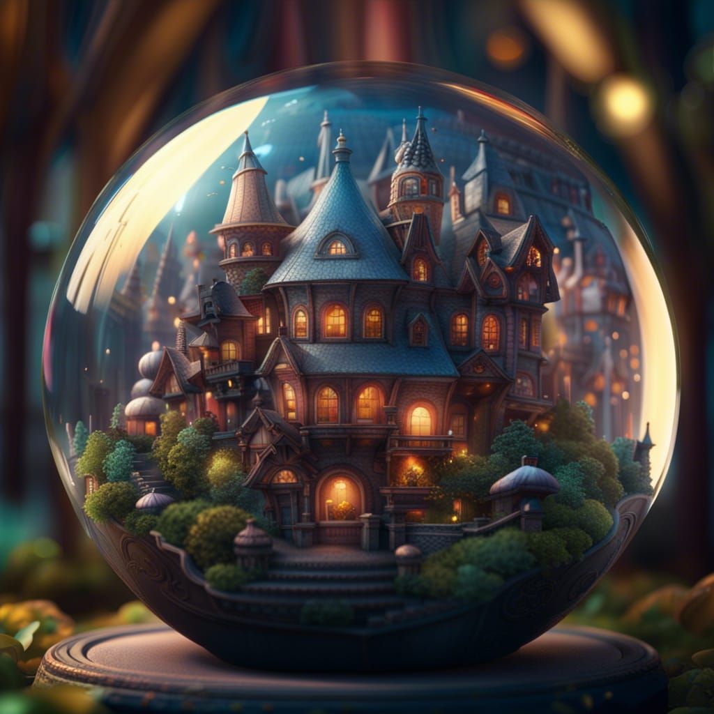 Glass Sphere with Fairies and Buildings