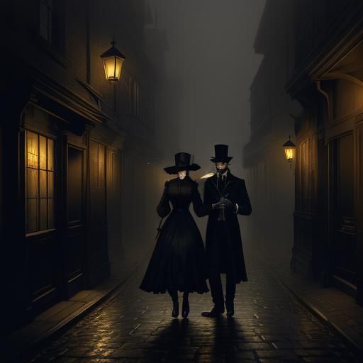 Eerie Cinematic Still: Jack the Ripper in London Fog