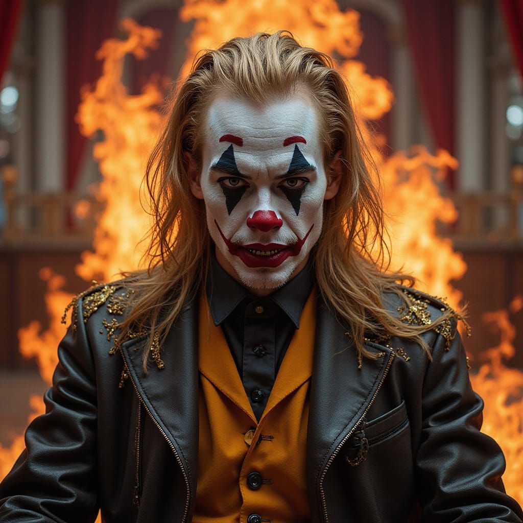 Glitched Clown in Cybernetic Circus, Digital Art