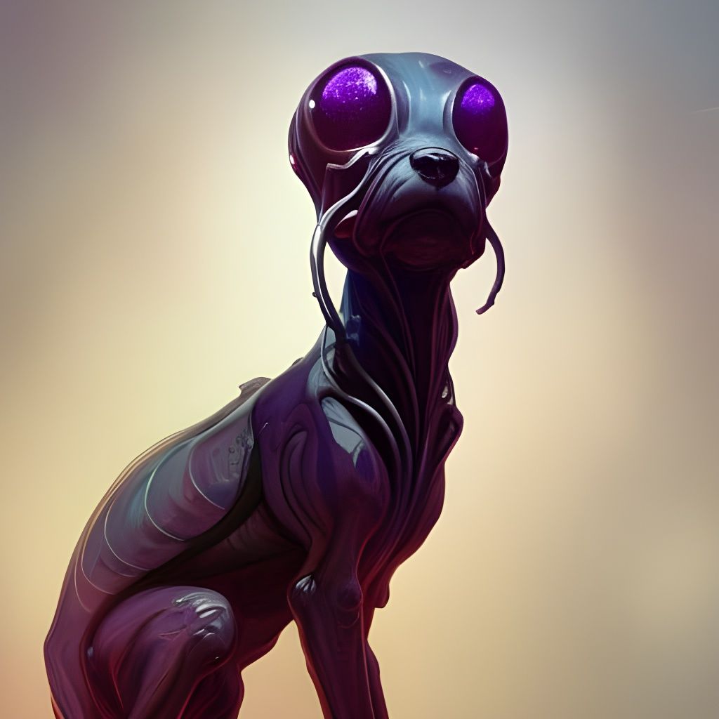 Hyperdetailed Alien Dog Portrait in Art Nouveau Style