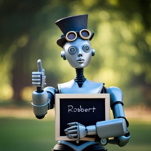 Robot Teacher with Steampunk Engine, Bokeh Photography