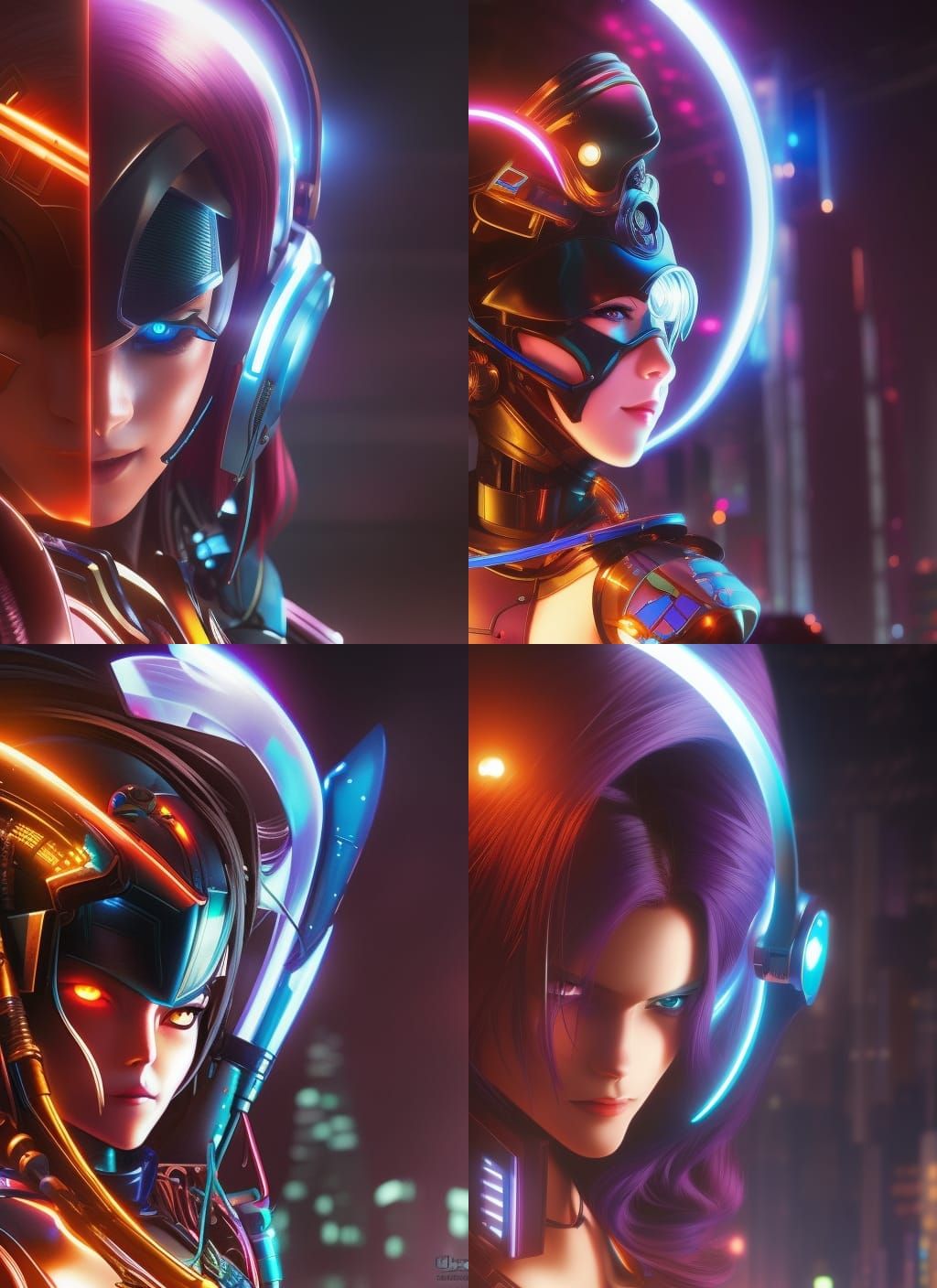 Cyberpunk Anime Girl in Backlight: Digital Comic Art