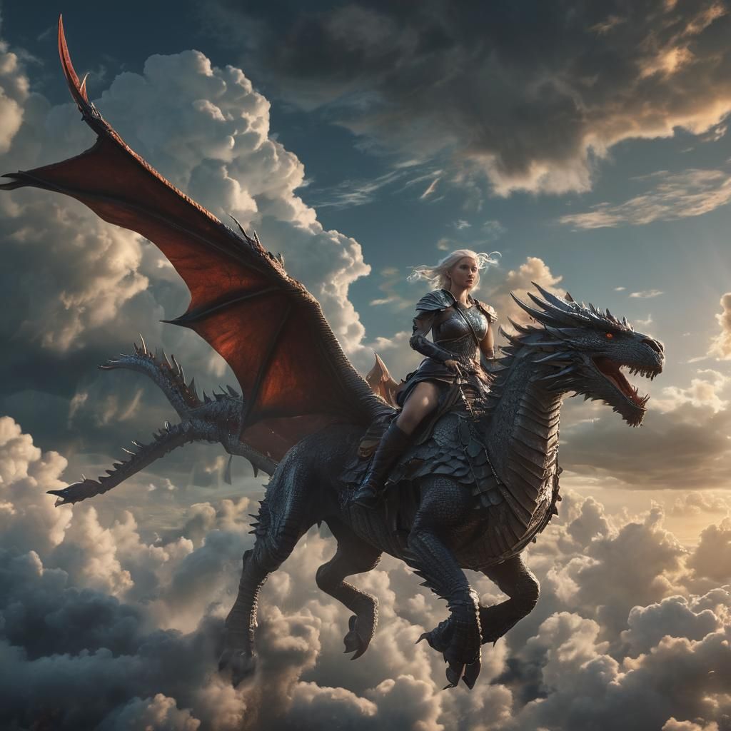 Daenerys Targaryen Rides a Dragon in Epic 3D Art