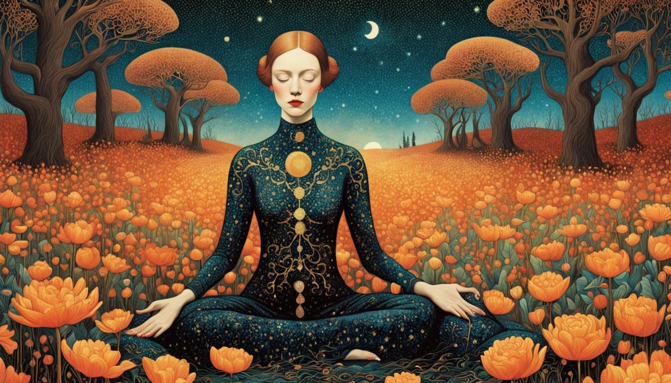 Dreamlike Goddess Surrounded by Glowing Blooms and Whispers ...