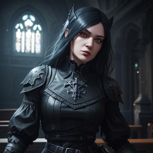 Gothic Lady Portrait with Dramatic Lighting