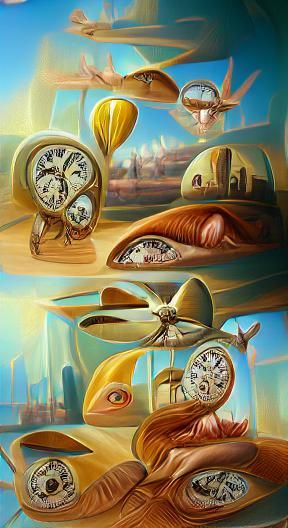 Surreal Vintage Clocks in Metaverse Oil Painting