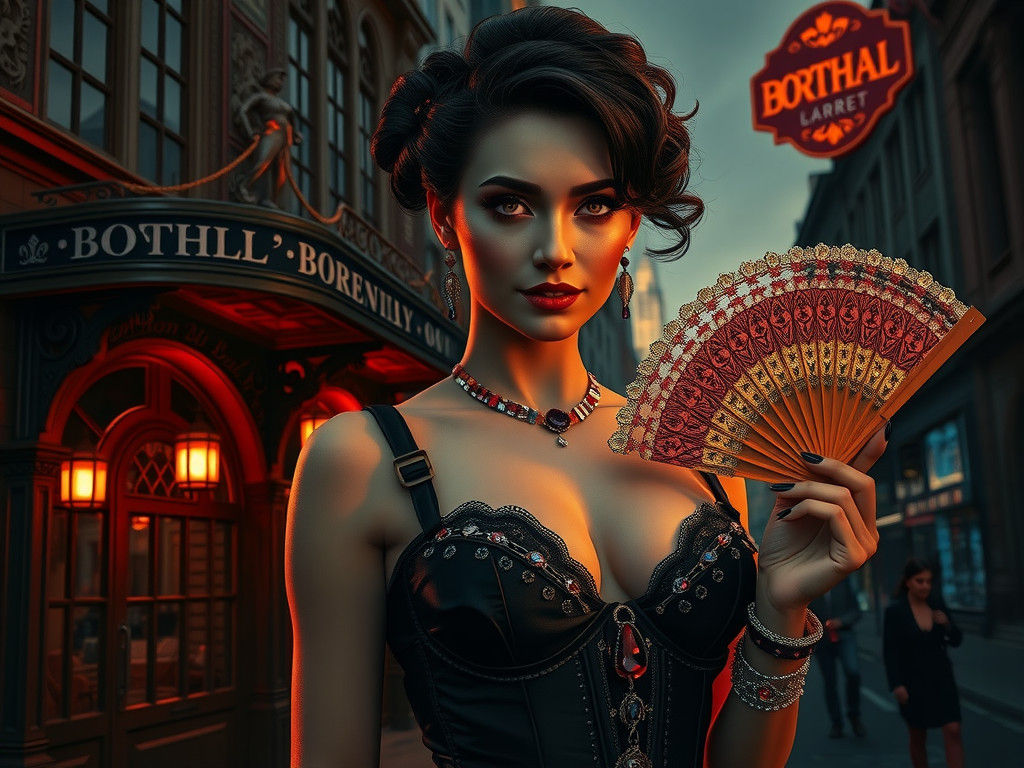 Elegant Courtesan Under Gaslight