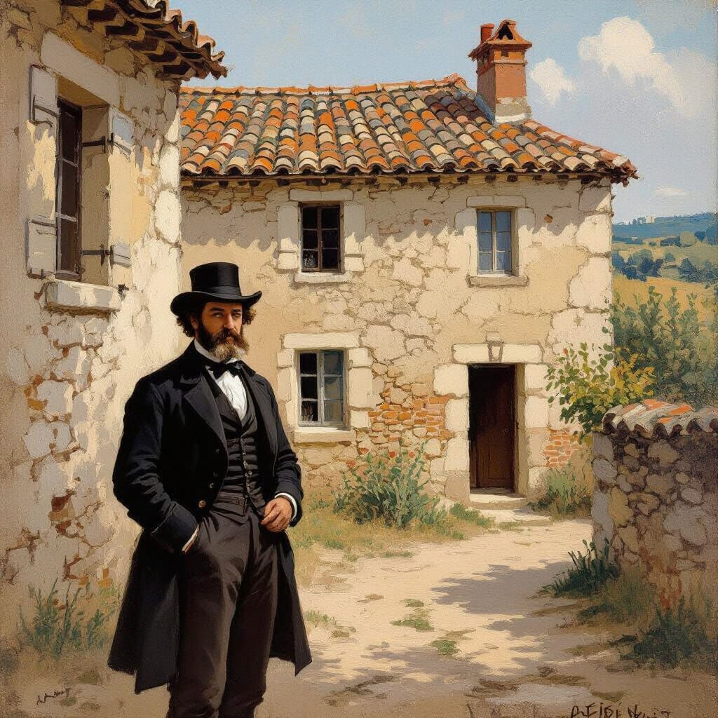 Alphonse Daudet Portrait in an Old French School