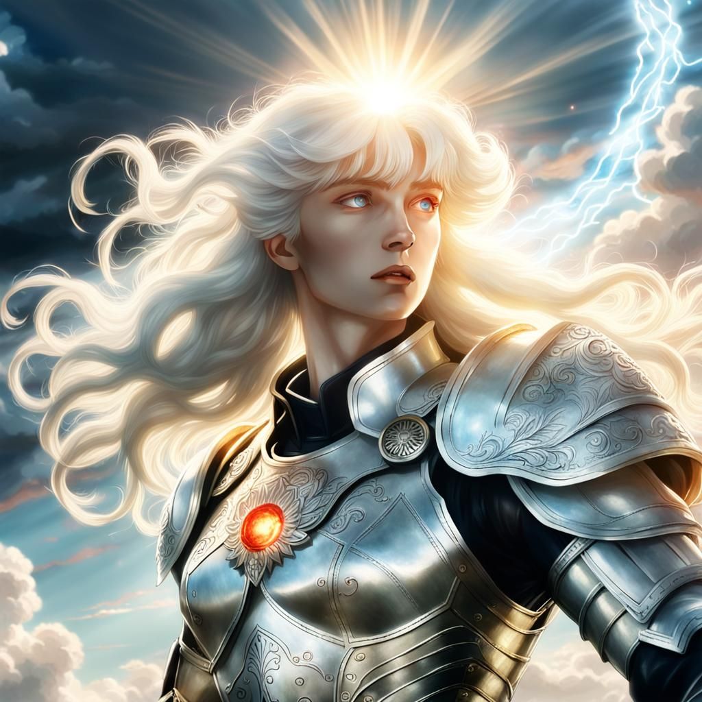 Epic Battle Scene with Divine Light