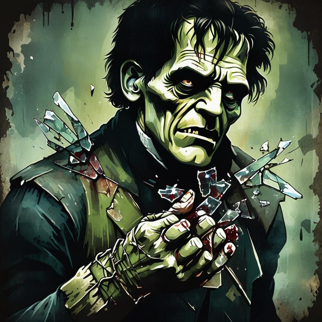 Frankenstein's Monster: Gothic Horror Illustration