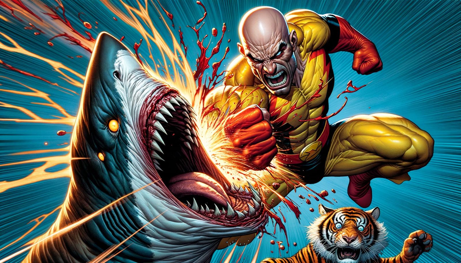 Superhero vs Mutant Shark Fight Scene