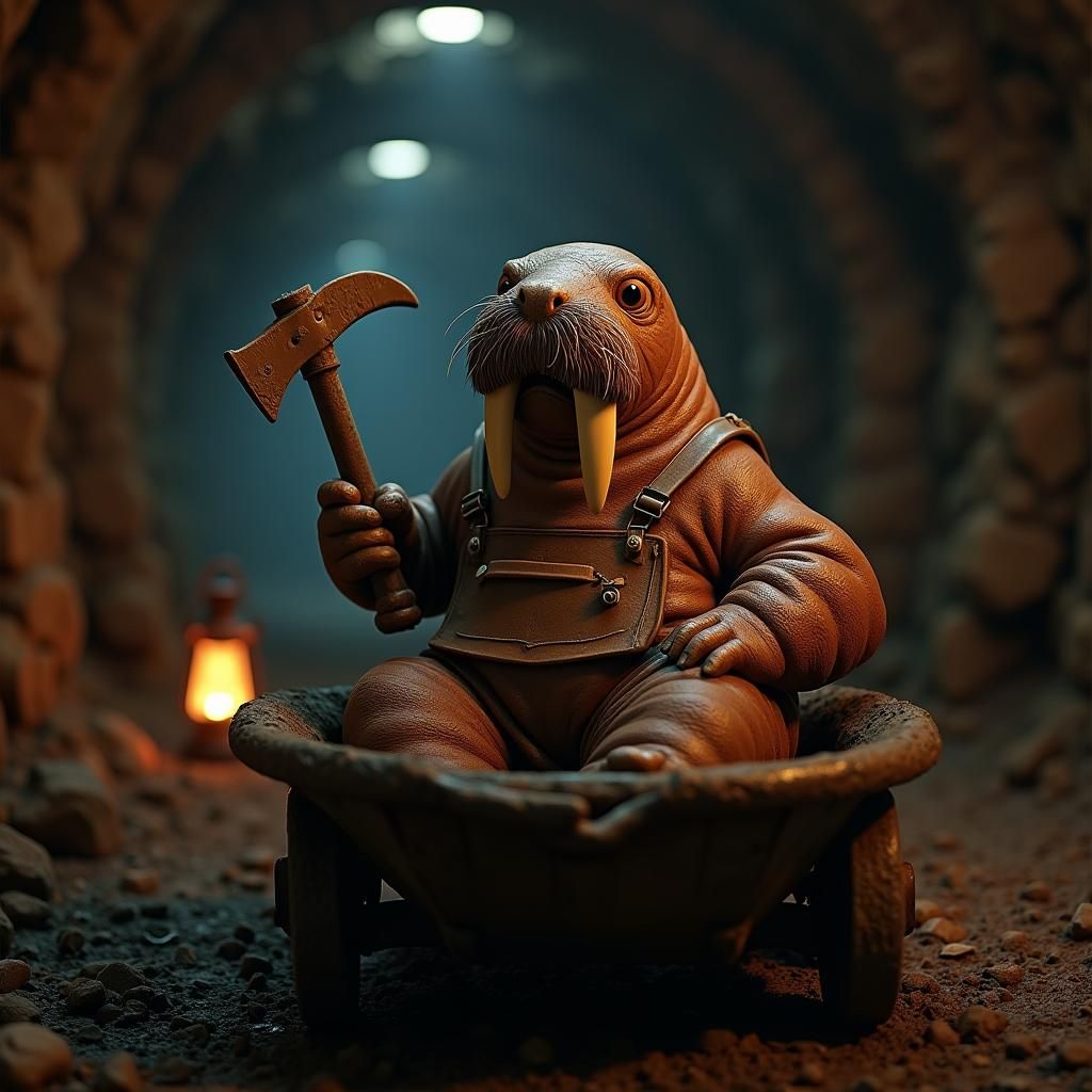 Walrus Miner in Underground Mine: Unreal Engine 3D