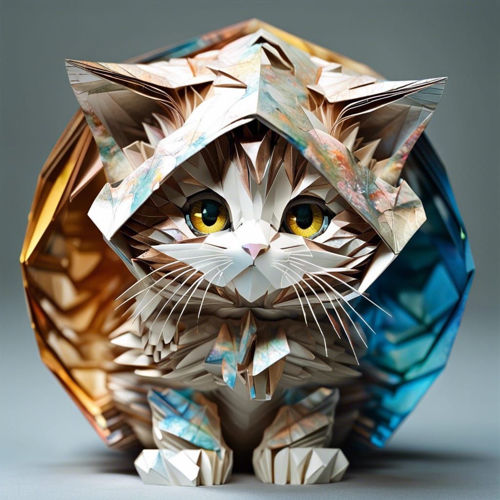 Adorable Origami Kitten Papercraft in 8K Resolution