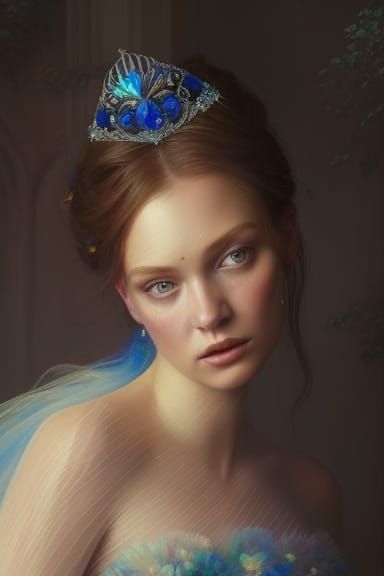 Sapphire Princess Portrait in Renaissance Painting Style