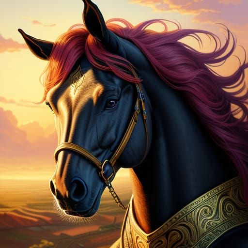 Equestrian Fusion: A Fantasy Horsewoman Portrait