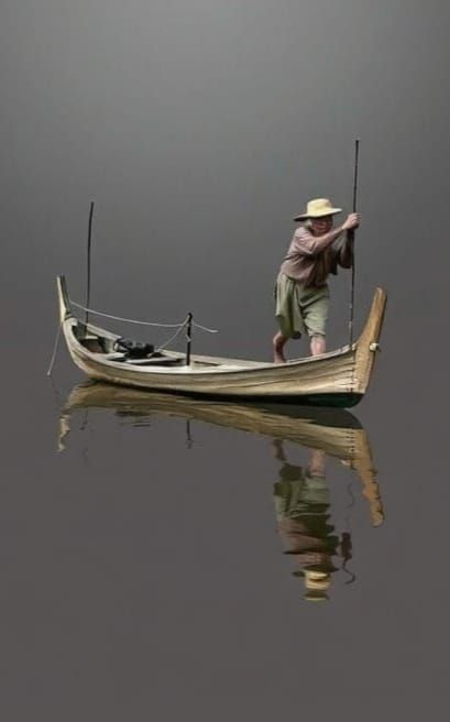 Weathered Fisherman Ponders the Calm