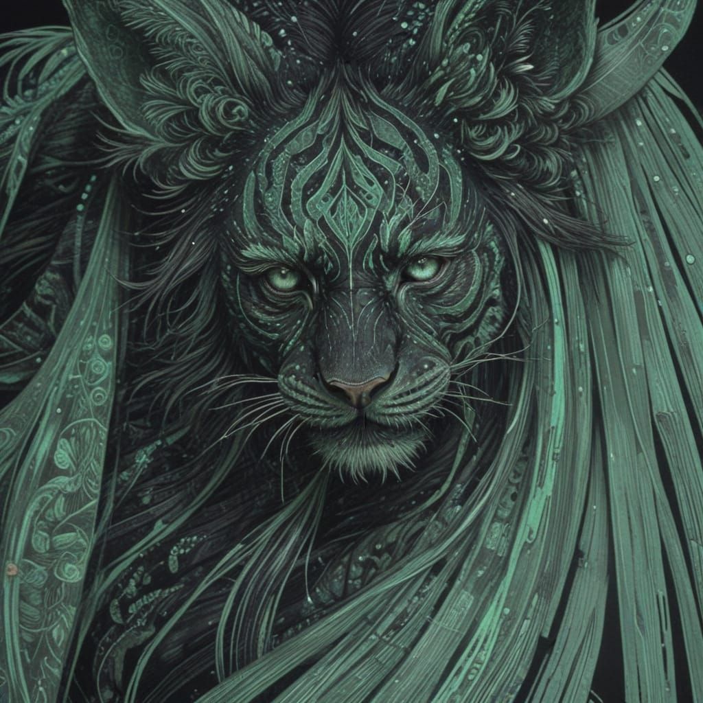 Ethereal Spirit Tiger Man in Ukiyo-E Style