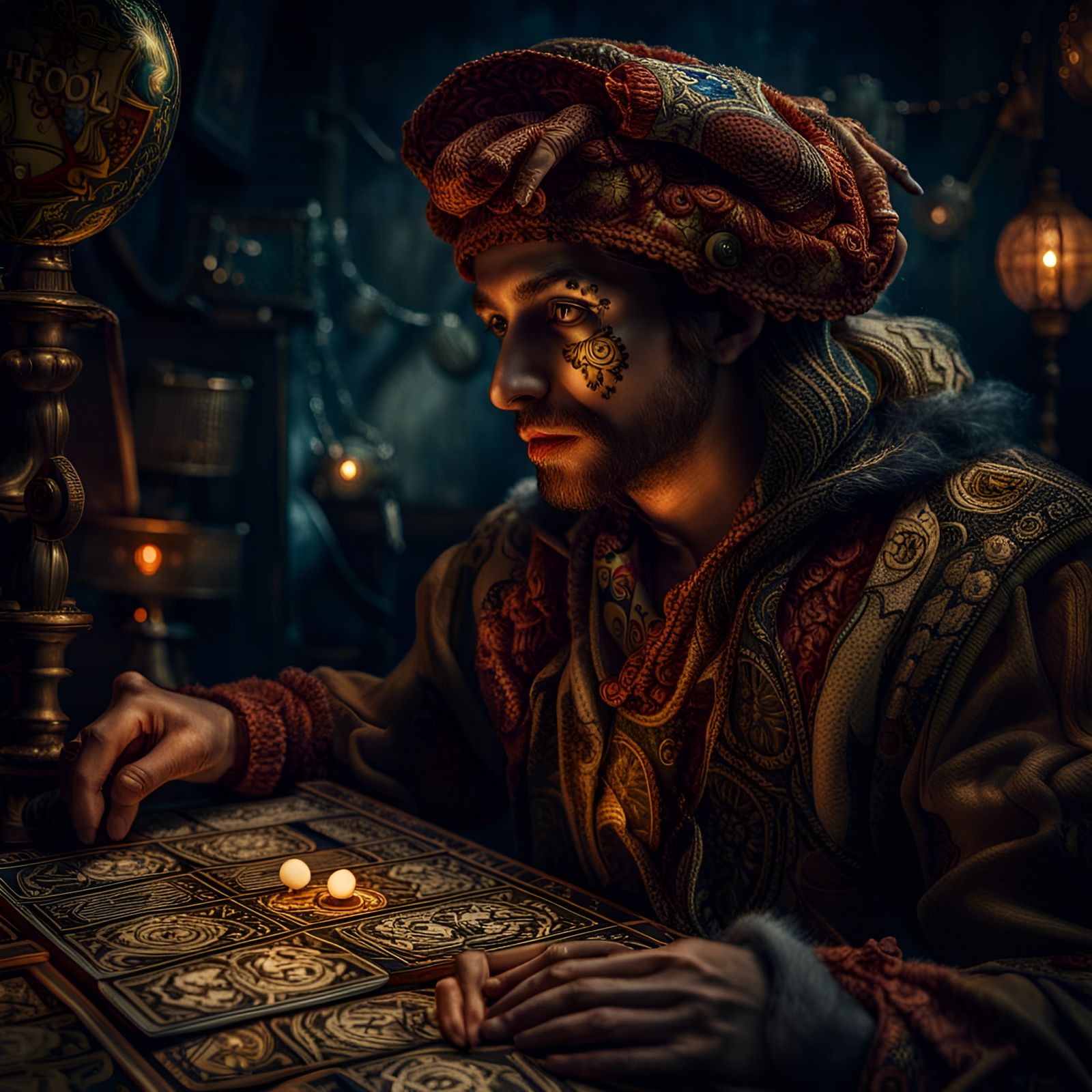 Intricate Tarot Card 'The Fool' in HDR