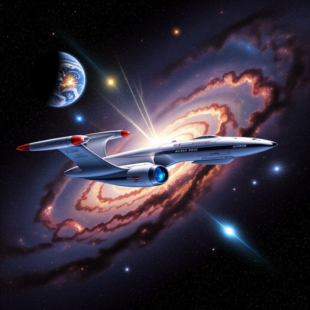 Astral Starfleet Officer in Mixed Media Style