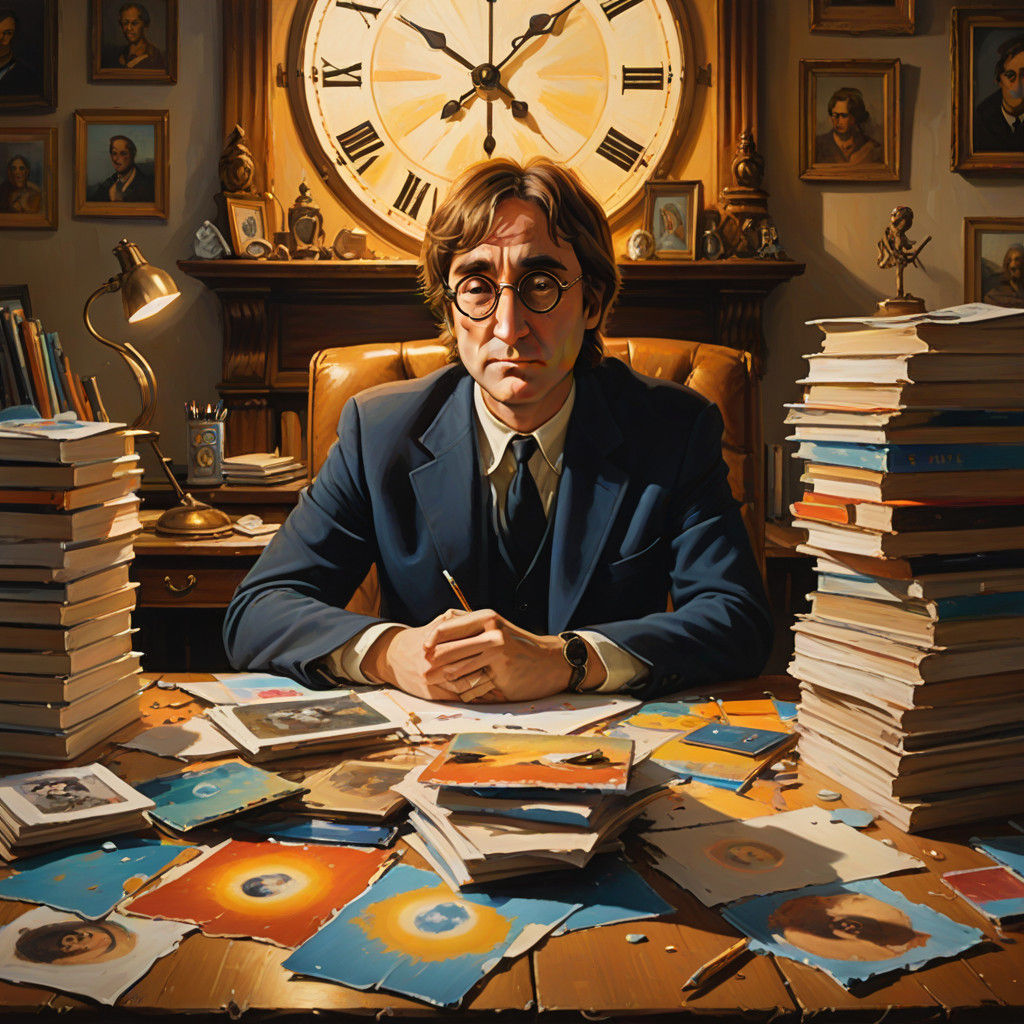 Surrealist Masterpiece of a Bespectacled John Lennon in a Me...