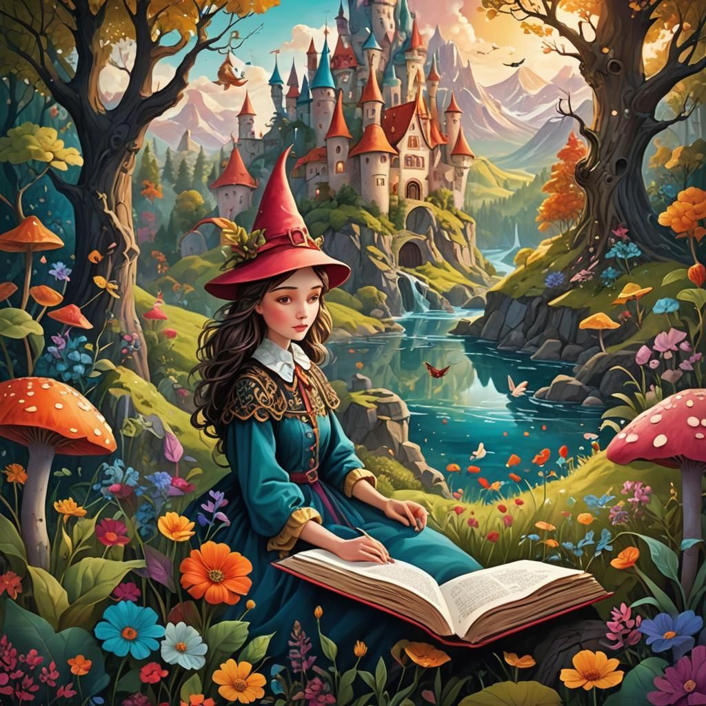 Whimsical Fairytale World Illustration in Magic Realism Styl...