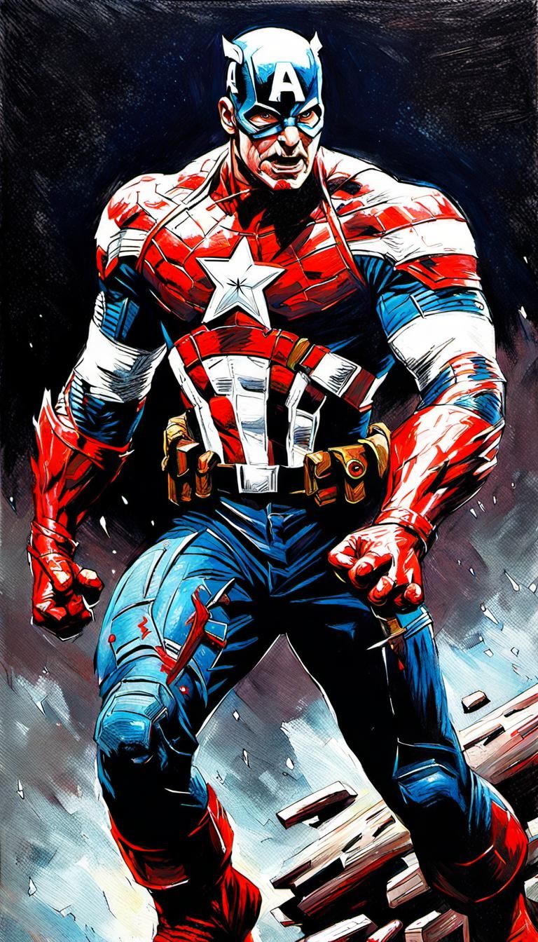 Venom Carnage Captain America Oil Painting