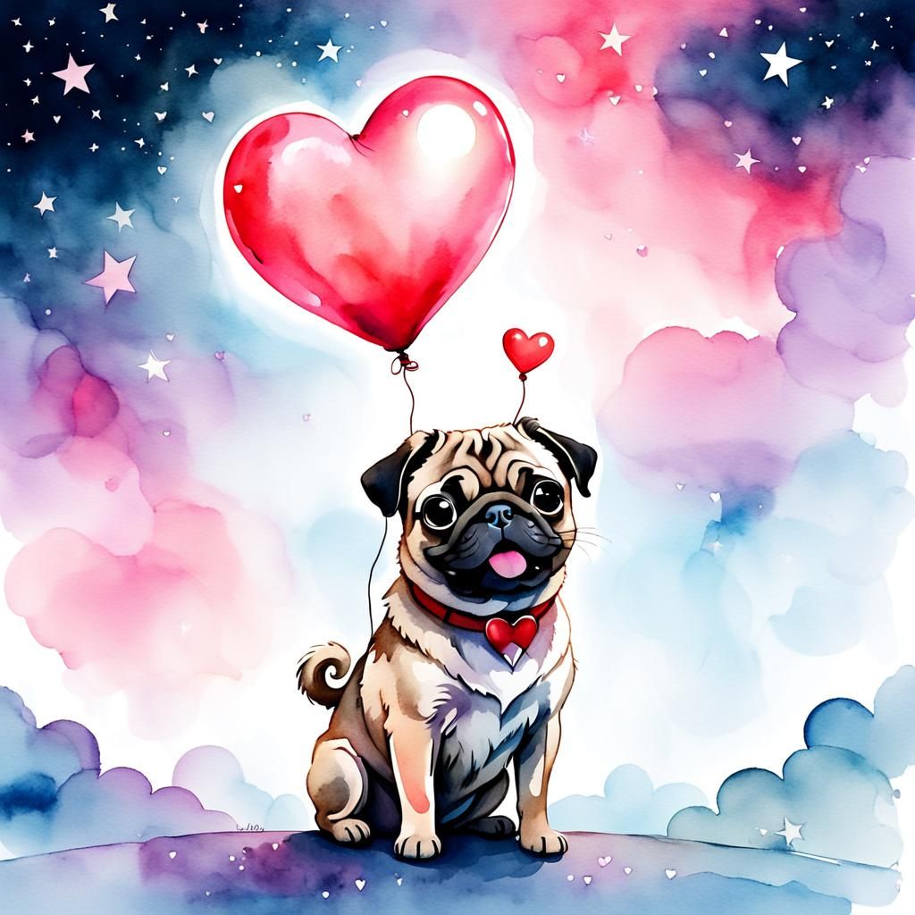 Whimsical Pug in a Dreamlike Setting