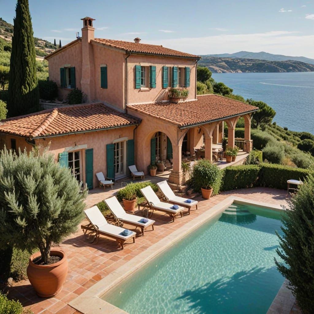 Mediterranean Villa Among Vineyards: Photorealistic Landscap...