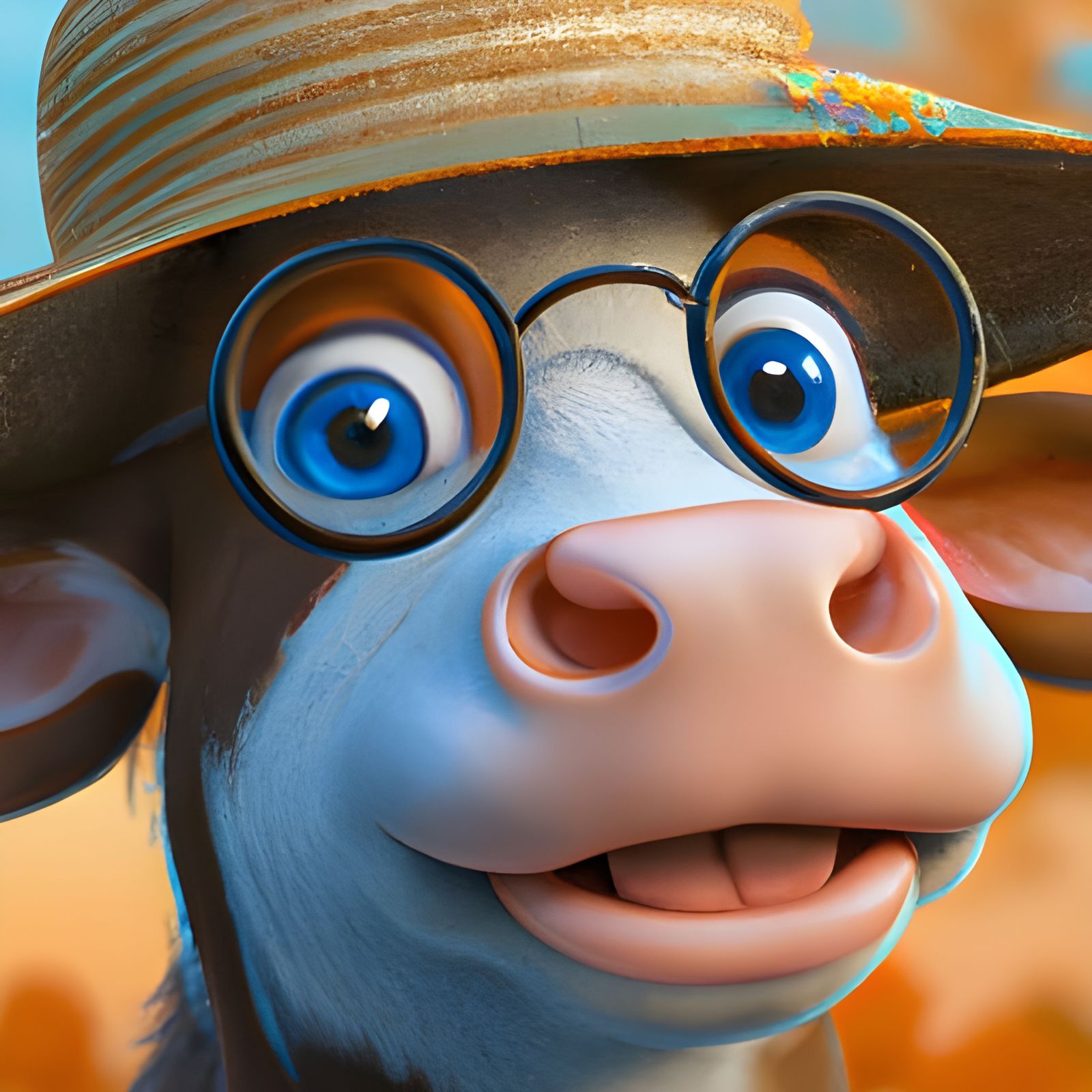 Adorable Cow Portrait in 3D Rendered Style