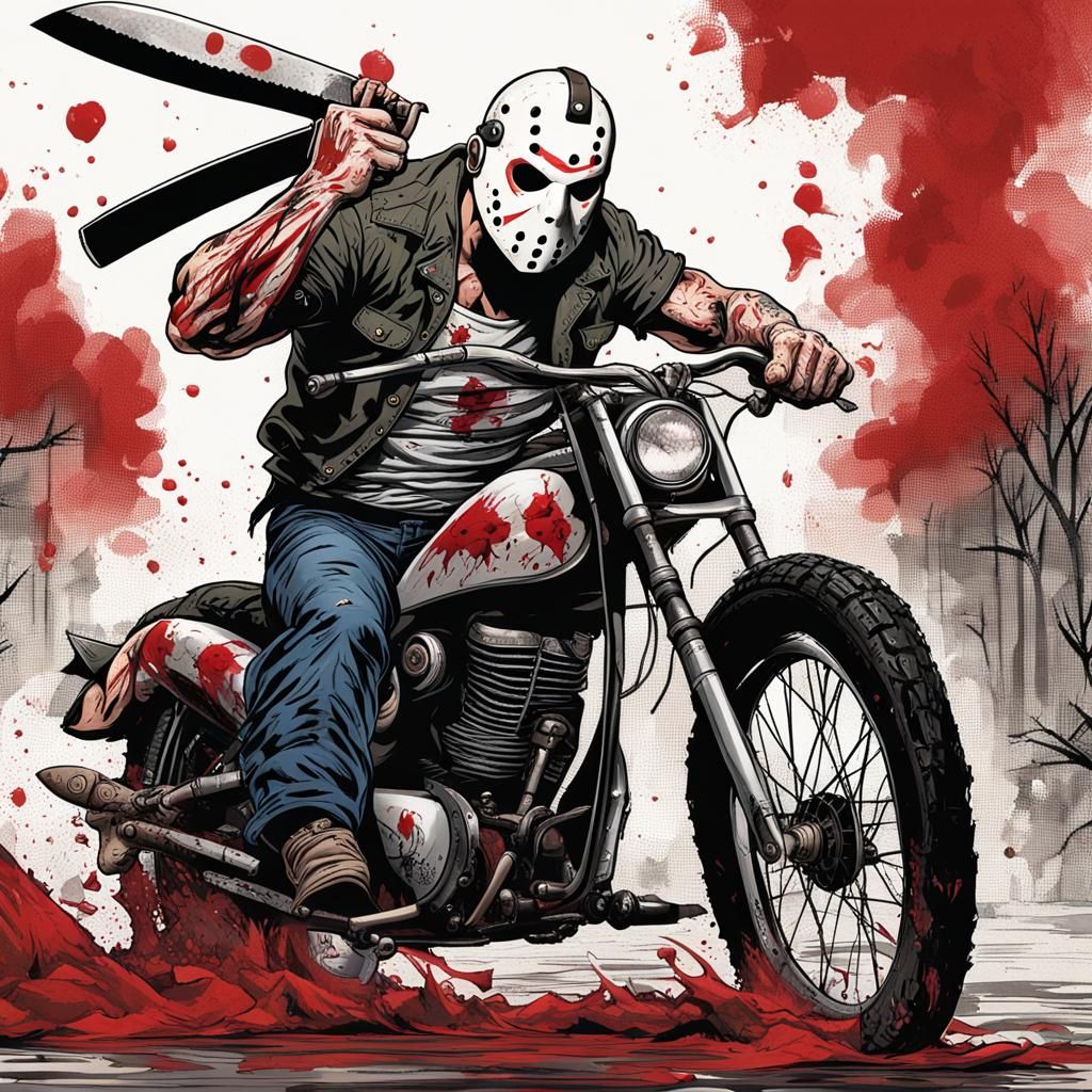Jason Voorhees on Motorcycle: Vintage Blood Ride